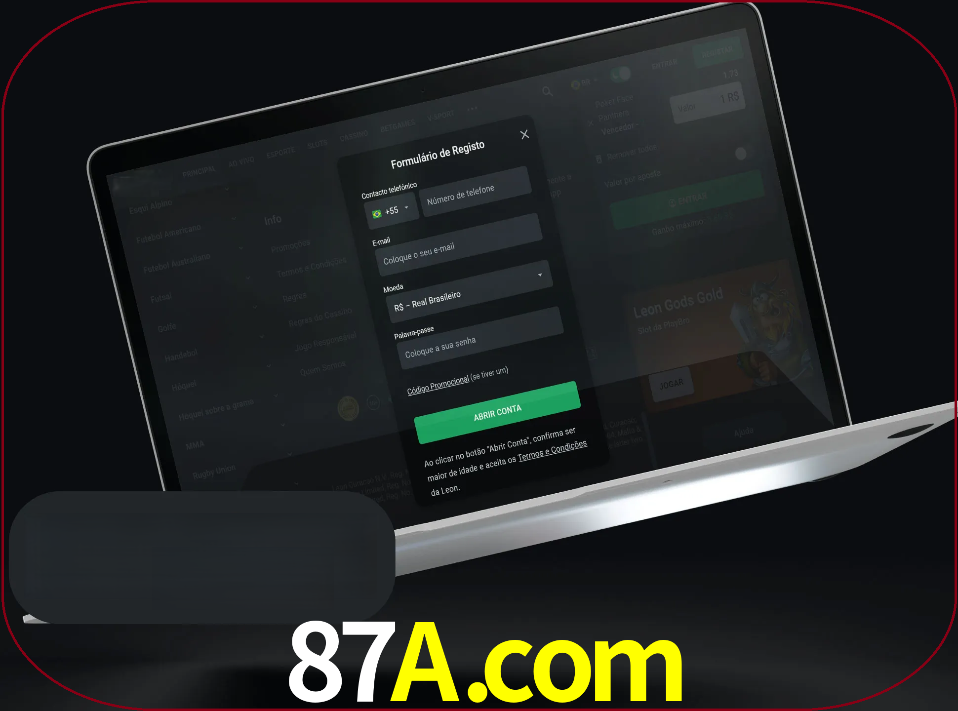Abra o site da LeonBet e crie sua própria conta.