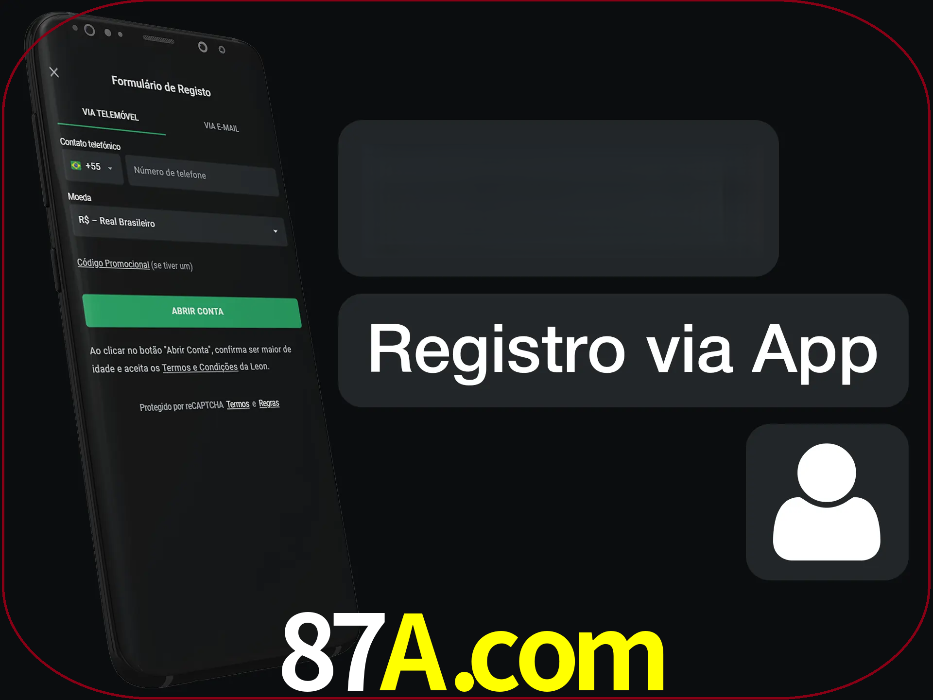 Registre-se com duas etapas usando o aplicativo.